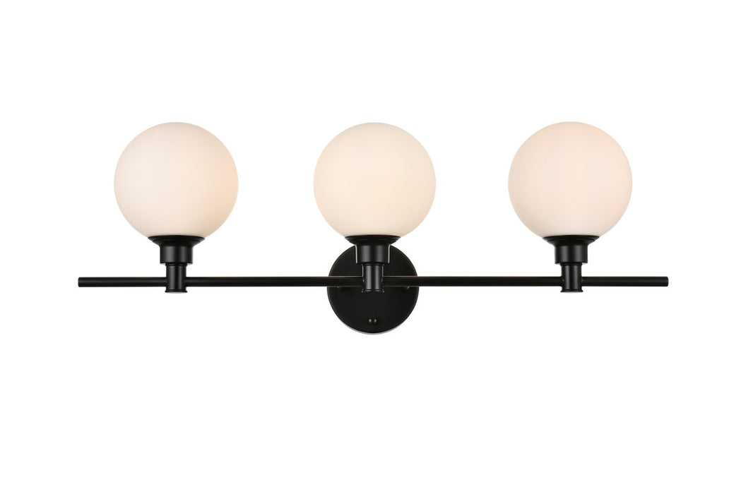 Elegant Lighting LD7317W28BLK Three Light Bath Sconce, Black