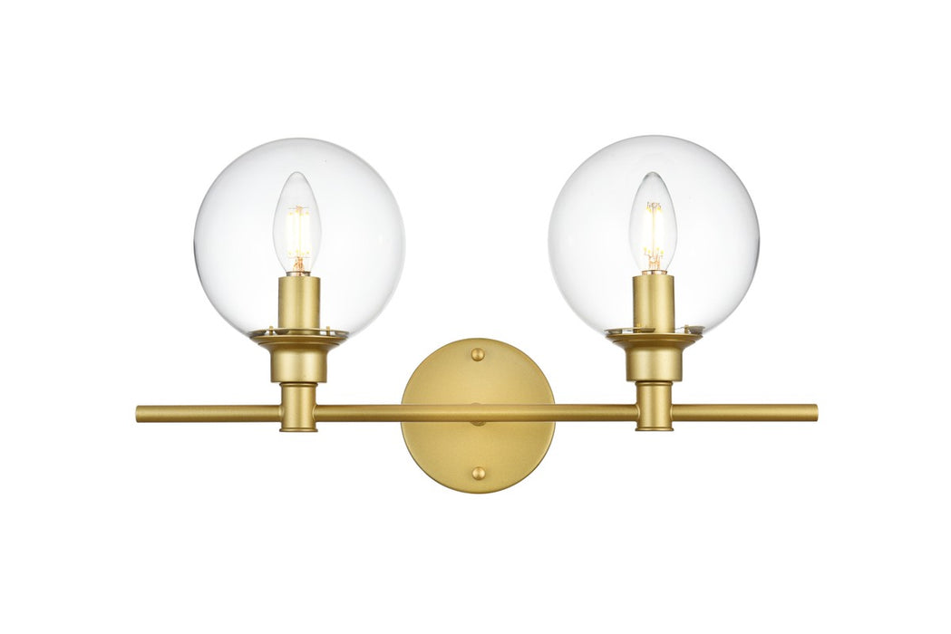 Elegant Lighting LD7318W19BRA Two Light Bath Sconce, Brass
