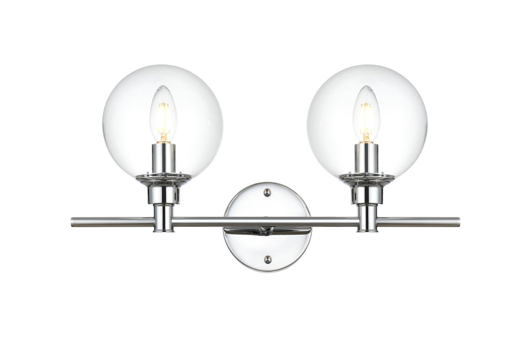 Elegant Lighting LD7318W19CH Two Light Bath Sconce, Chrome