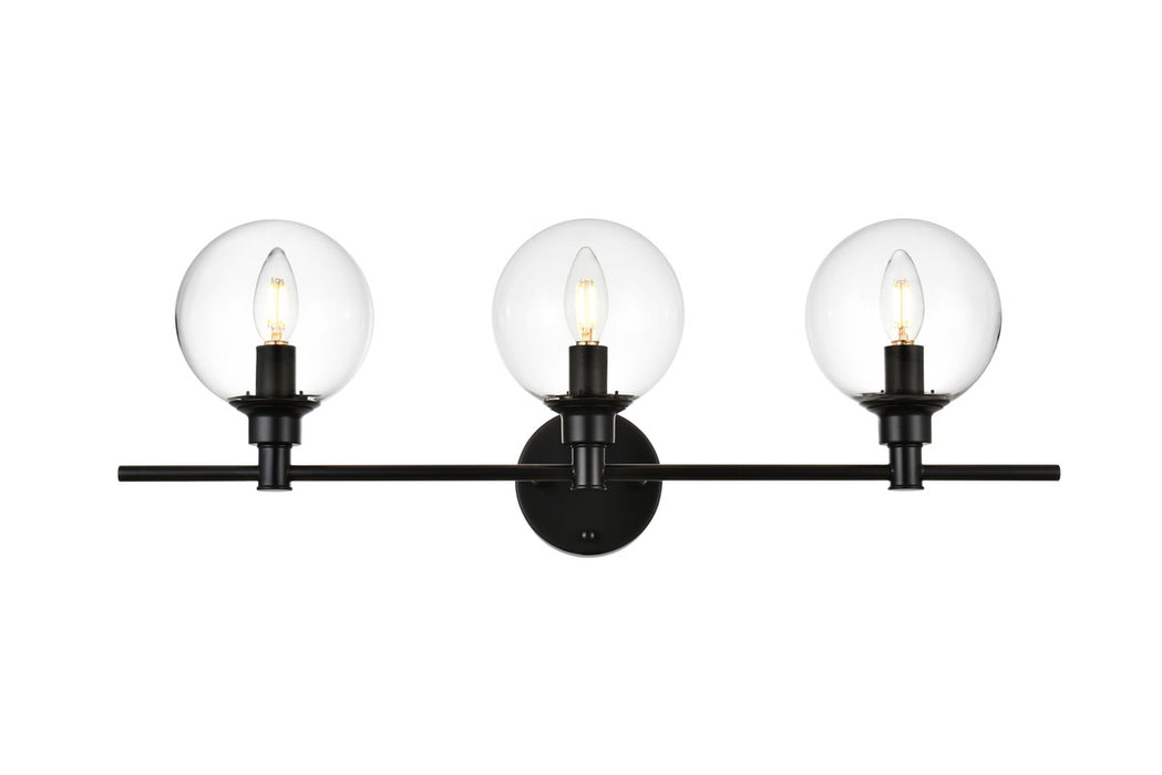 Elegant Lighting LD7318W28BLK Three Light Bath Sconce, Black