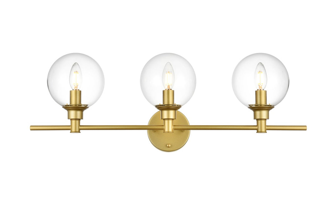 Elegant Lighting LD7318W28BRA Three Light Bath Sconce, Brass