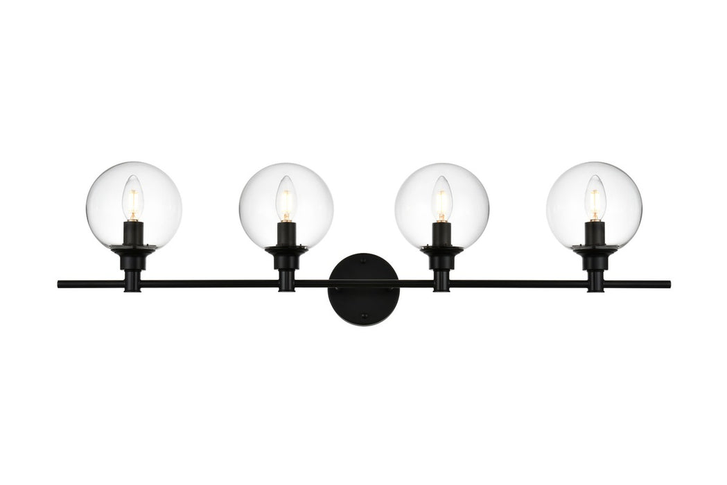 Elegant Lighting LD7318W38BLK Four Light Bath Sconce, Black