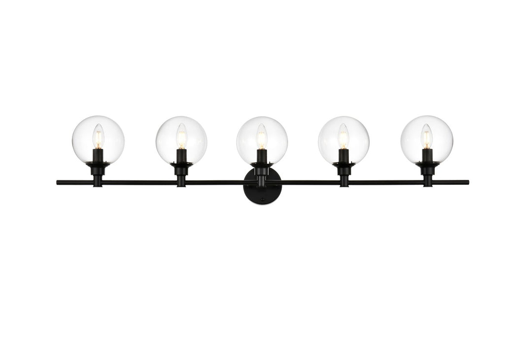 Elegant Lighting LD7318W47BLK Five Light Bath Sconce, Black
