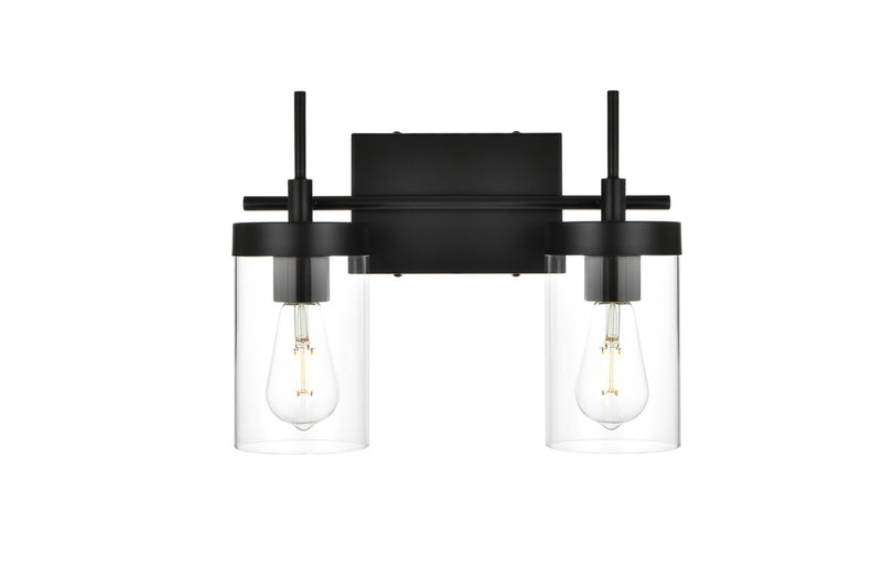 Elegant Lighting LD7319W14BLK Two Light Bath Sconce, Black