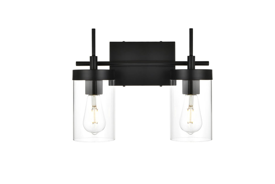 Elegant Lighting LD7319W14BLK Two Light Bath Sconce, Black
