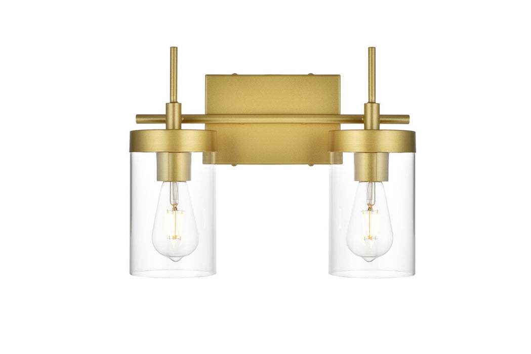 Elegant Lighting LD7319W14BRA Two Light Bath Sconce, Brass