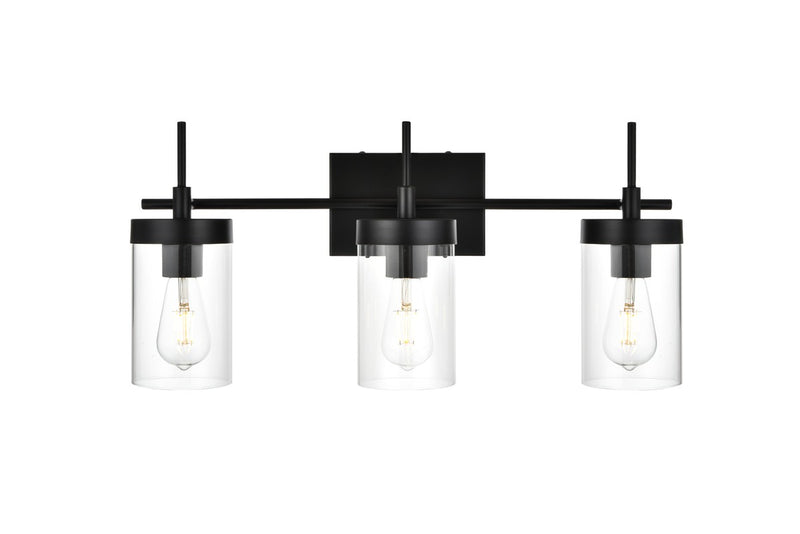 Elegant Lighting LD7319W24BLK Three Light Bath Sconce, Black