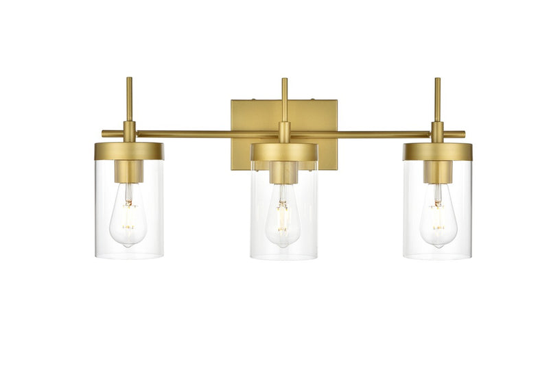 Elegant Lighting LD7319W24BRA Three Light Bath Sconce, Brass
