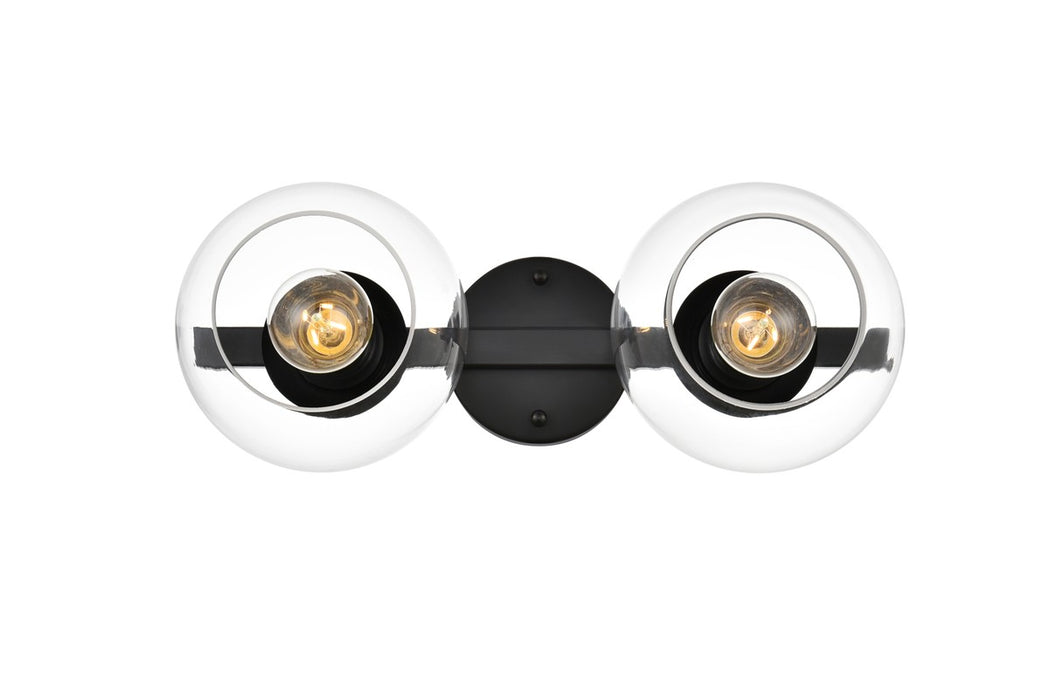 Elegant Lighting LD7320W17BLK Two Light Bath Sconce, Black