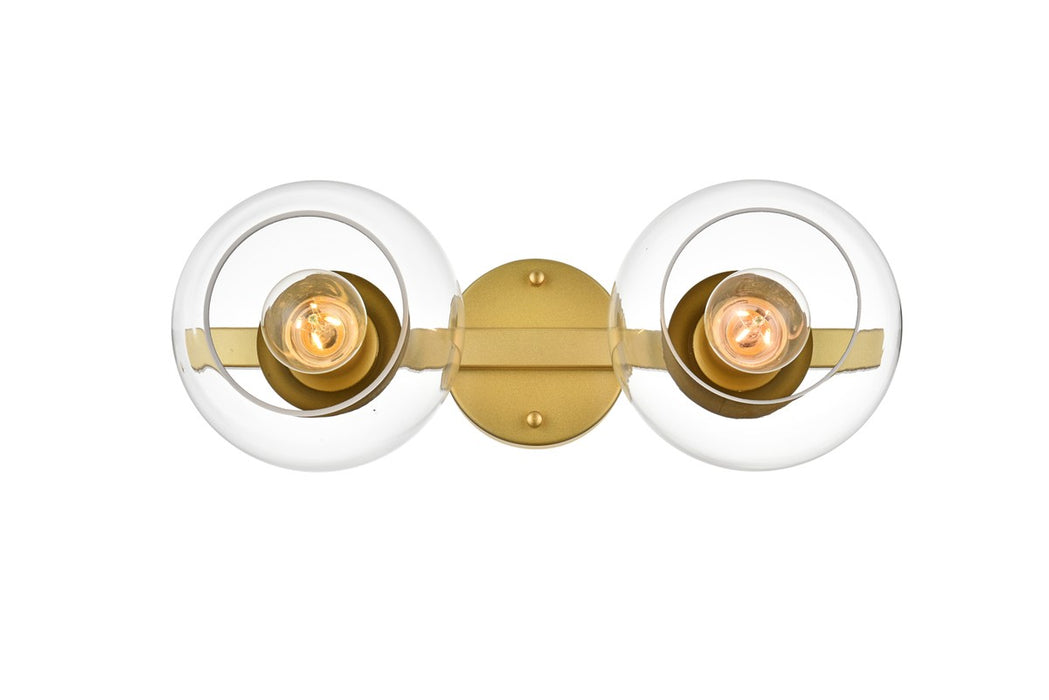 Elegant Lighting LD7320W17BRA Two Light Bath Sconce, Brass