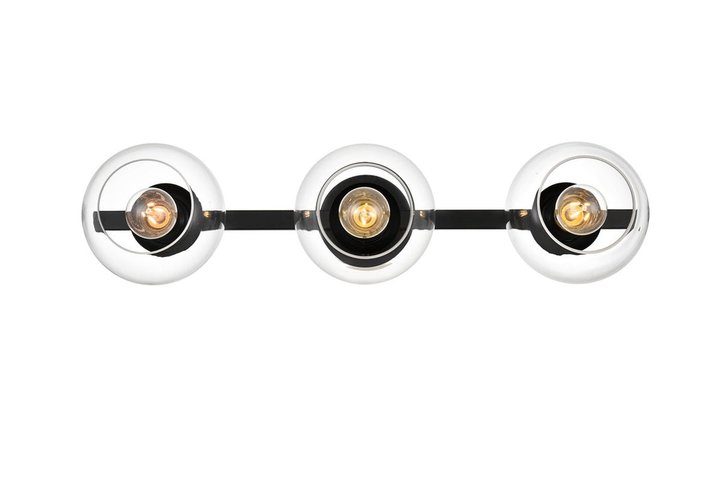 Elegant Lighting LD7320W27BLK Three Light Bath Sconce, Black