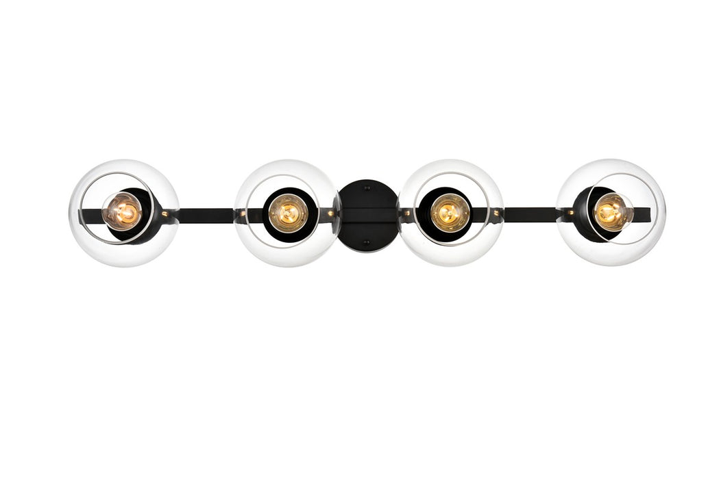 Elegant Lighting LD7320W37BLK Four Light Bath Sconce, Black