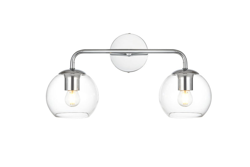 Elegant Lighting LD7321W19CH Two Light Bath Sconce, Chrome