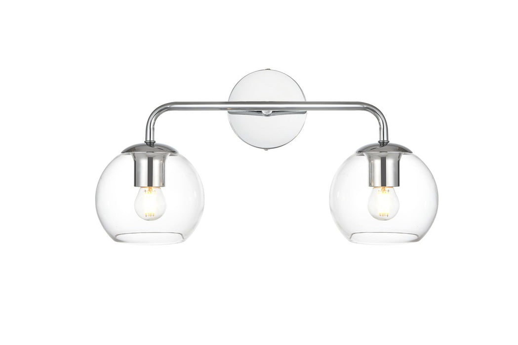 Elegant Lighting LD7321W19CH Two Light Bath Sconce, Chrome