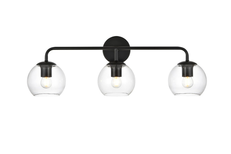 Elegant Lighting LD7321W28BLK Three Light Bath Sconce, Black