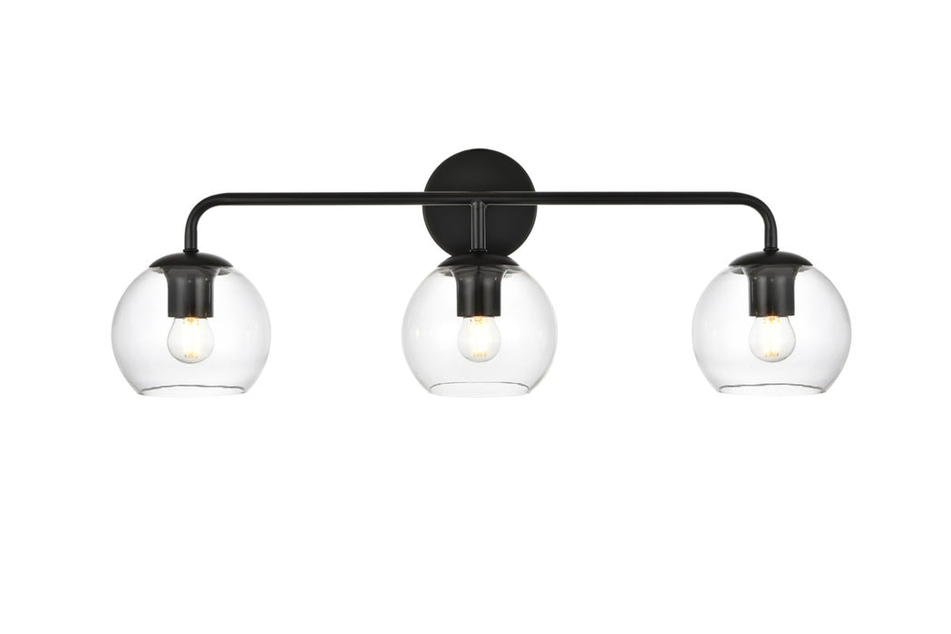 Elegant Lighting LD7321W28BLK Three Light Bath Sconce, Black