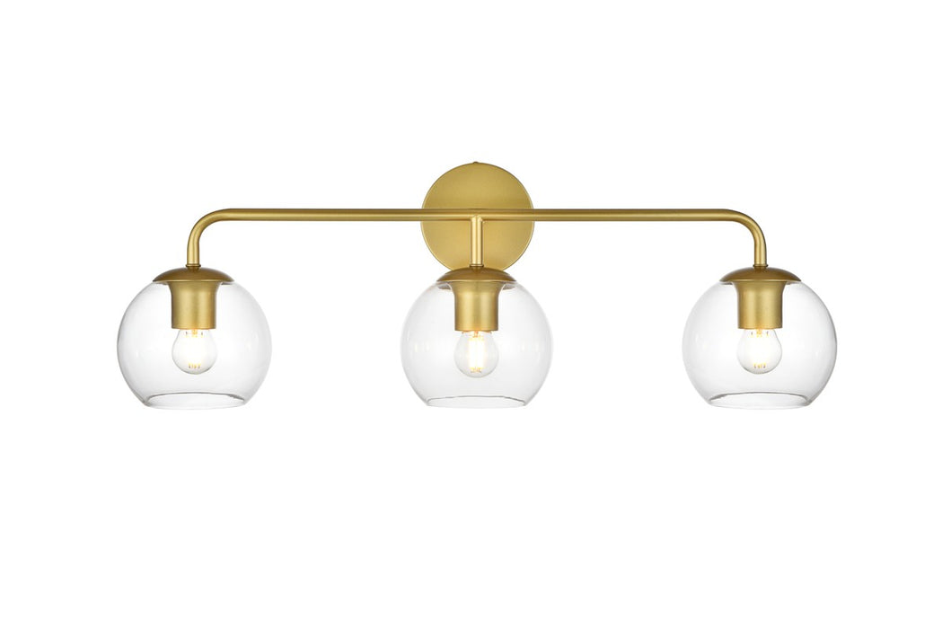 Elegant Lighting LD7321W28BRA Three Light Bath Sconce, Brass