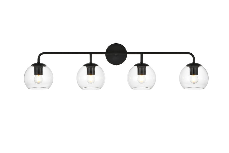 Elegant Lighting LD7321W37BLK Four Light Bath Sconce, Black