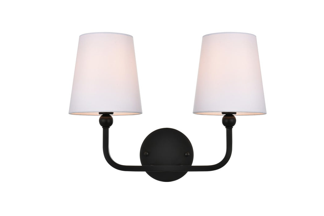 Elegant Lighting LD7322W16BLK Two Light Bath Sconce, Black