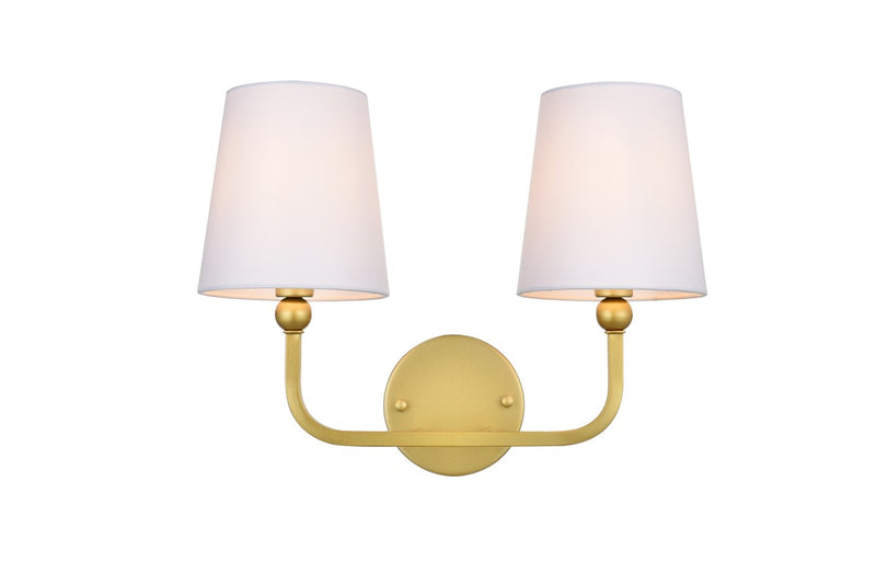 Elegant Lighting LD7322W16BRA Two Light Bath Sconce, Brass