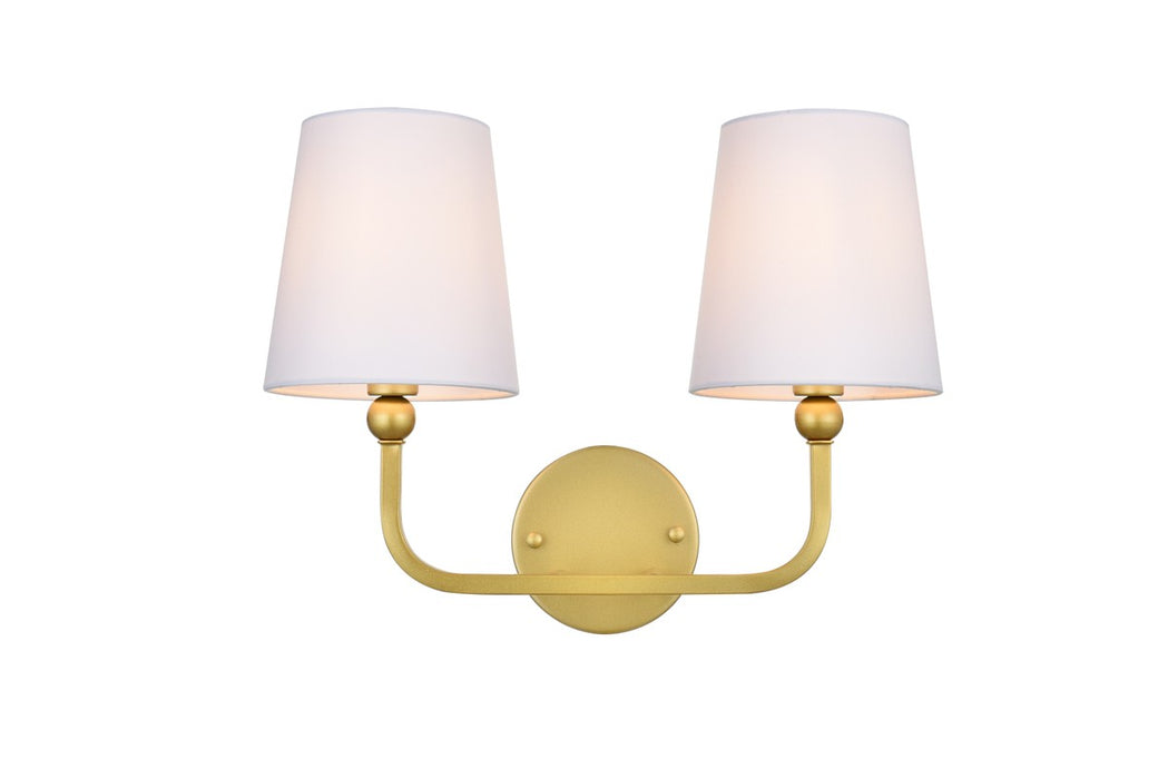 Elegant Lighting LD7322W16BRA Two Light Bath Sconce, Brass