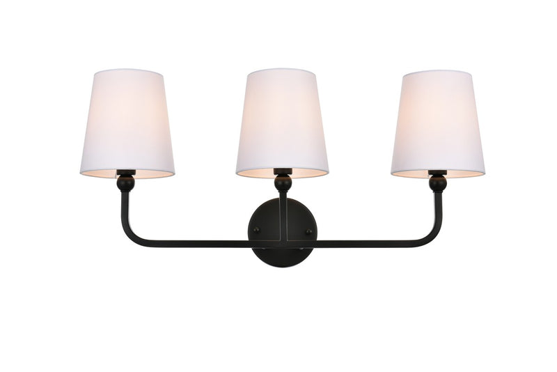 Elegant Lighting LD7322W26BLK Three Light Bath Sconce, Black
