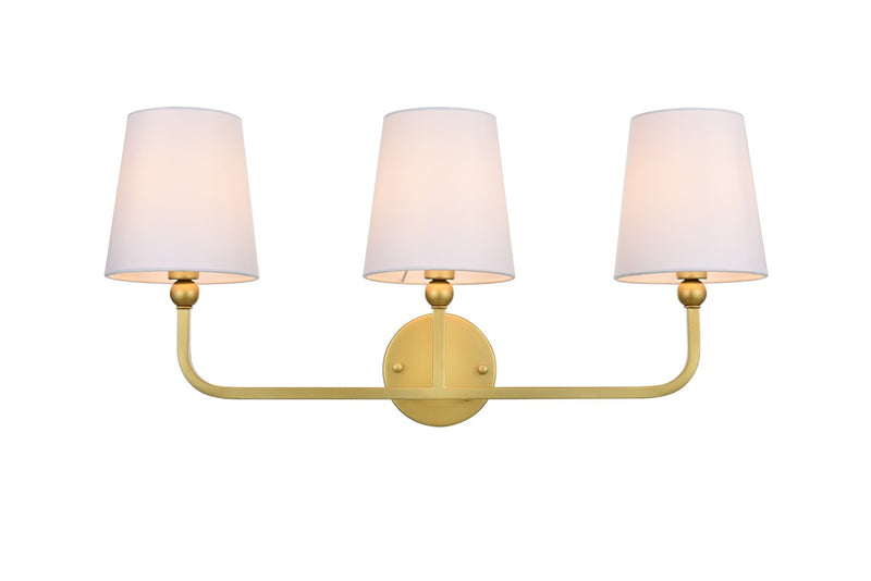 Elegant Lighting LD7322W26BRA Three Light Bath Sconce, Brass