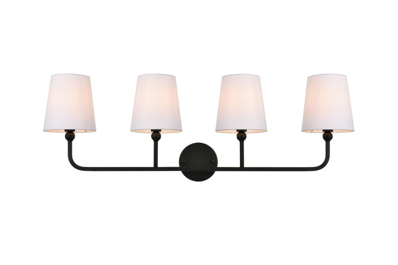 Elegant Lighting LD7322W36BLK Four Light Bath Sconce, Black