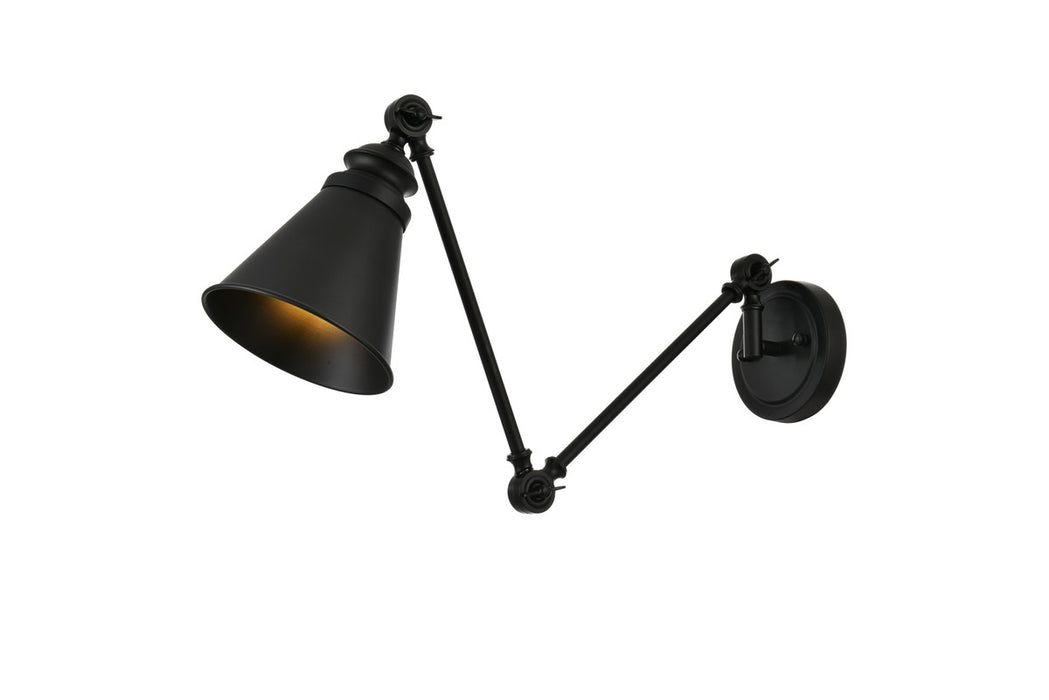 Elegant Lighting LD7323W6BLK One Light Swing Arm Wall Sconce, Black