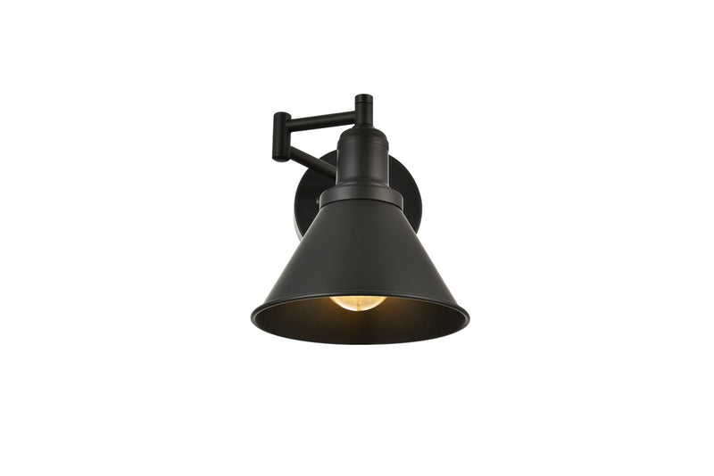 Elegant Lighting LD7326W7BLK One Light Swing Arm Wall Sconce, Black