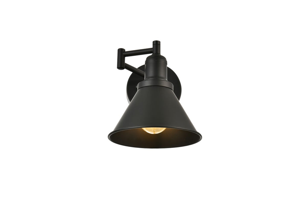 Elegant Lighting LD7326W7BLK One Light Swing Arm Wall Sconce, Black