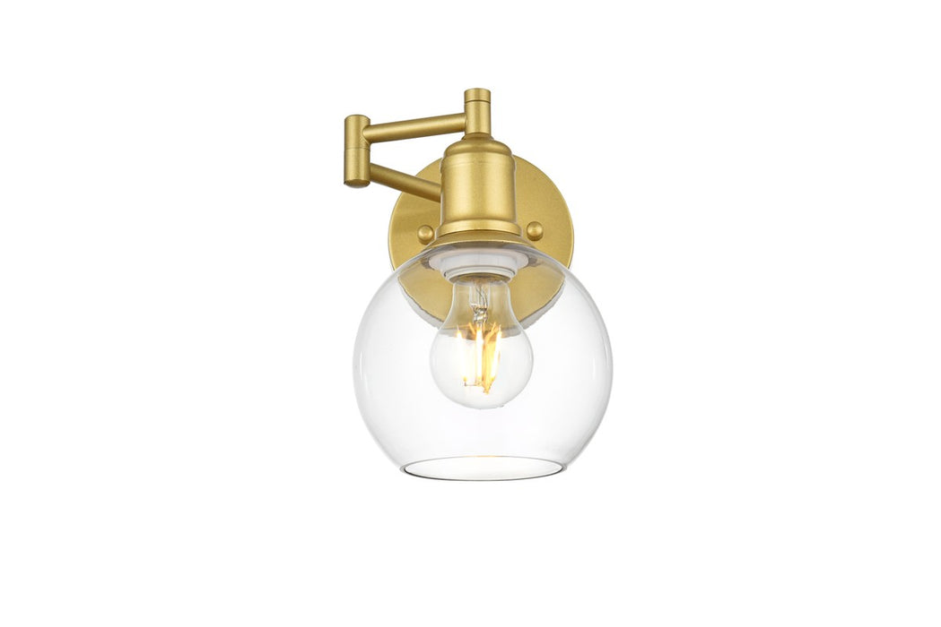 Elegant Lighting LD7327W6BRA One Light Swing Arm Wall Sconce, Brass