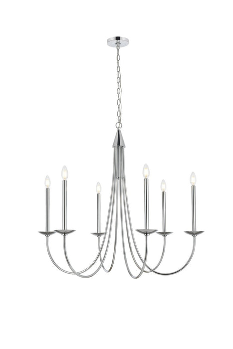 Elegant Lighting LD810D36C Six Light Chandelier, Chrome