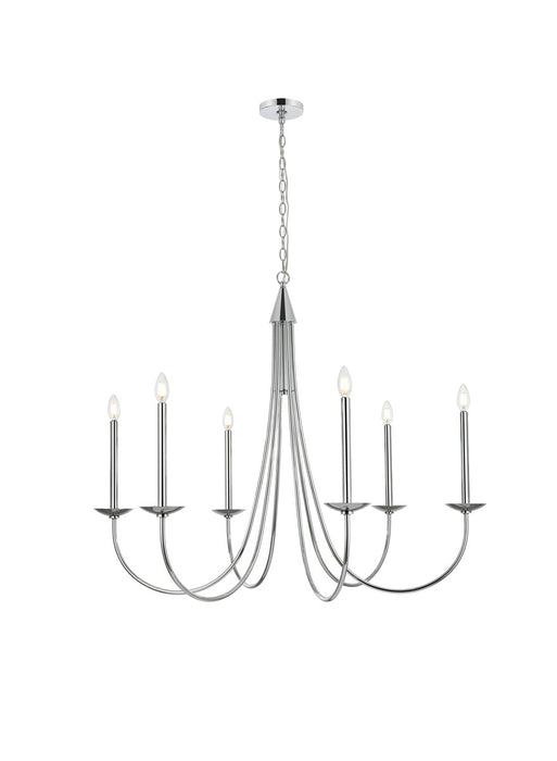 Elegant Lighting LD810D42C Six Light Chandelier, Chrome