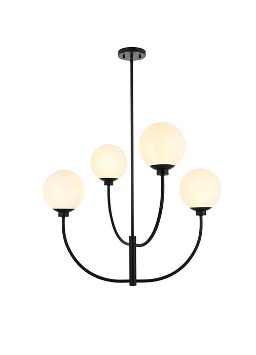 Elegant Lighting LD814D30BK Four Light Chandelier, Black