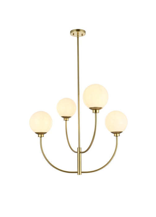 Elegant Lighting LD814D30BR Four Light Chandelier, Brass