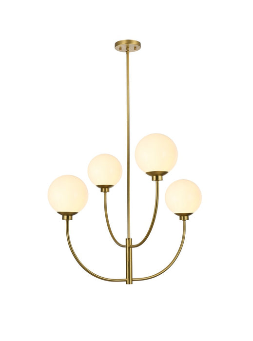 Elegant Lighting LD814D30SG Four Light Chandelier, Satin Gold