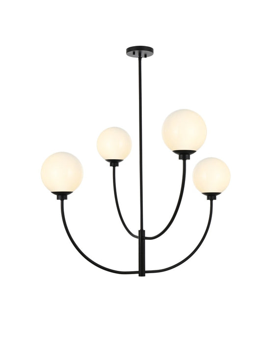 Elegant Lighting LD814D36BK Four Light Chandelier, Black