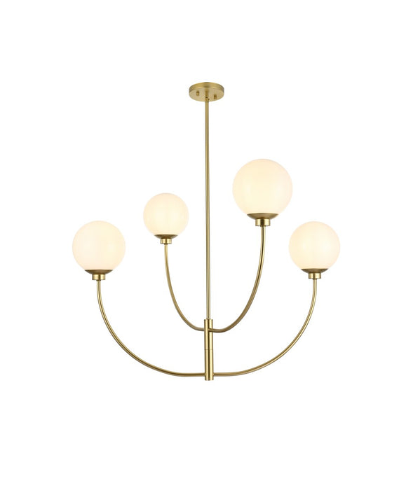 Elegant Lighting LD814D36BR Four Light Chandelier, Brass