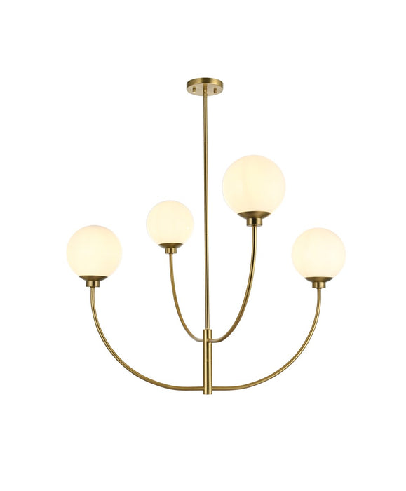 Elegant Lighting LD814D36SG Four Light Chandelier, Satin Gold