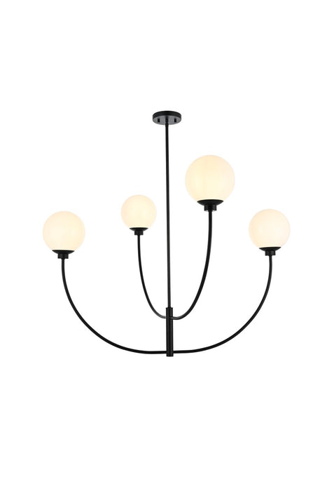Elegant Lighting LD814D42BK Four Light Chandelier, Black