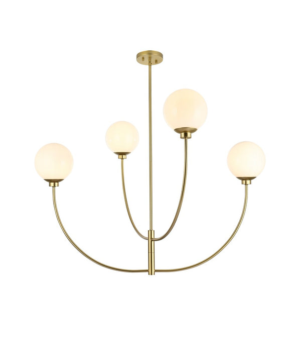 Elegant Lighting LD814D42BR Four Light Chandelier, Brass