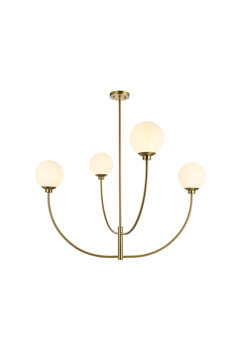 Elegant Lighting LD814D42SG Four Light Chandelier, Satin Gold
