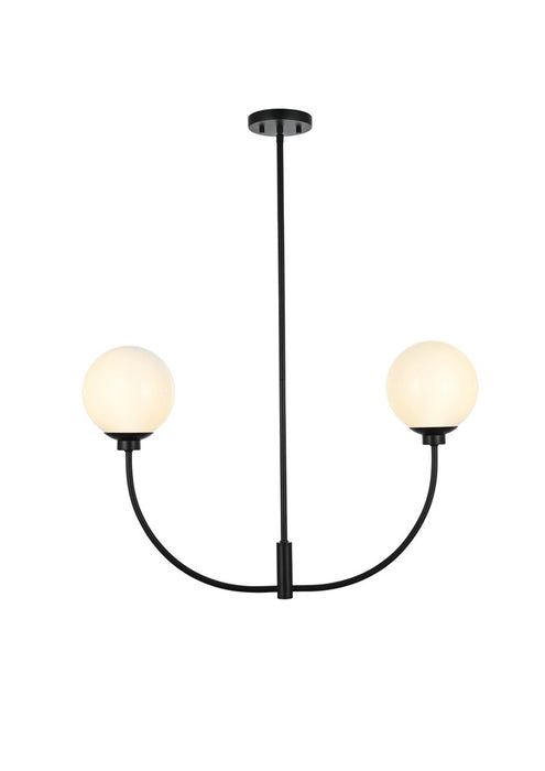 Elegant Lighting LD816D30BK Two Light Chandelier, Black