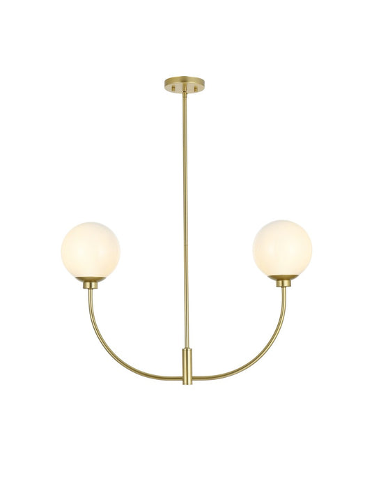 Elegant Lighting LD816D30BR Two Light Chandelier, Brass