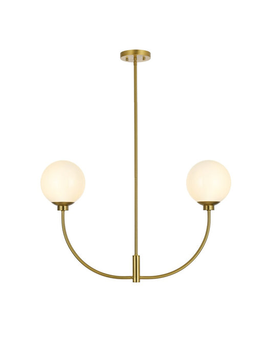 Elegant Lighting LD816D30SG Two Light Chandelier, Satin Gold