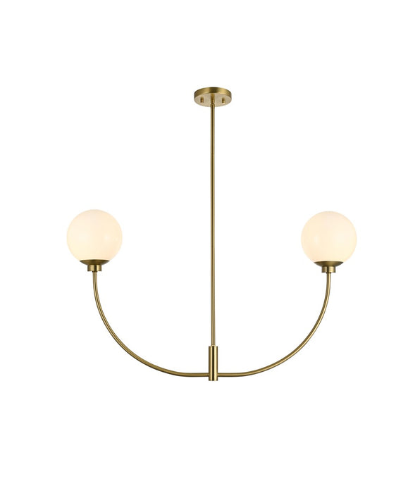 Elegant Lighting LD816D36SG Two Light Chandelier, Satin Gold