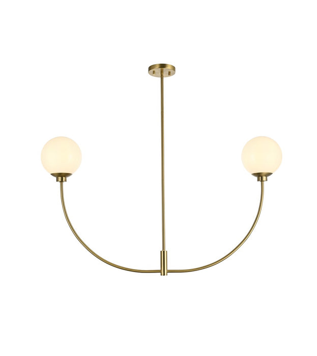 Elegant Lighting LD816D42SG Two Light Chandelier, Satin Gold