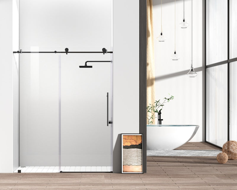 Elegant Lighting SD101-6076MBK Shower Door, Clear
