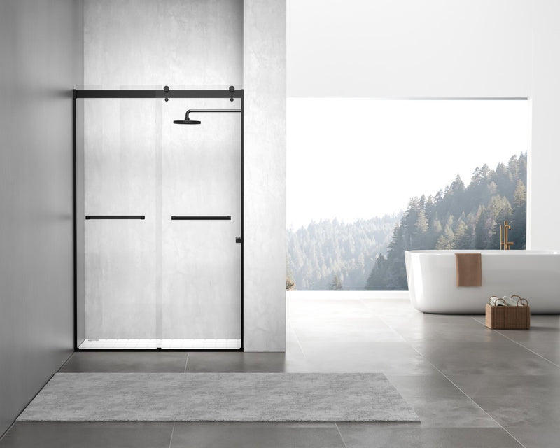 Elegant Lighting SD202-4876MBK Shower Door, Clear